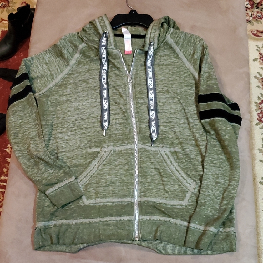 No Boundaries Olive Green Zip-Up Jacket - Picture 4 of 7